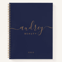 modern navy blue gold Signature monogrammed