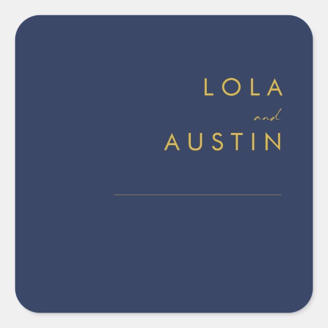 Modern Navy Blue | Gold Wedding Envelope Seals (Front)