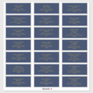 Modern Navy Blue   Gold Wedding Guest Address