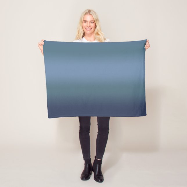 Modern navy blue gradient Watercolor galaxy space  Fleece Blanket (In Situ)