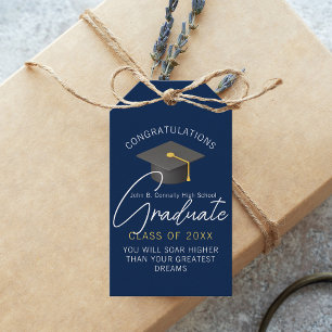 Modern Navy Blue Graduate Custom Graduation Party Gift Tags