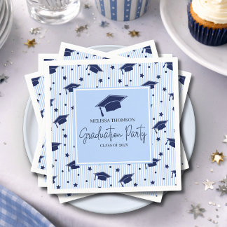 Modern Navy Blue Graduation Celebration Party  Napkin