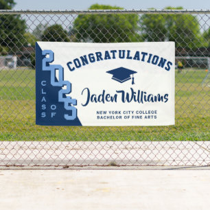 Modern Navy Blue Graduation Class of 2024 Party Banner