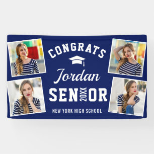 Modern Navy Blue Graduation Class of 2024 PHOTO Banner
