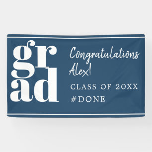 Modern Navy Blue Graduation Party Banner