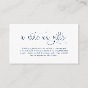 Modern Navy Blue Hand Lettered, A note on gifts Enclosure Card