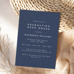 Modern Navy Blue High School Graduation Invitation