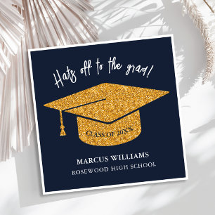 Modern Navy Blue High School Graduation Invitation