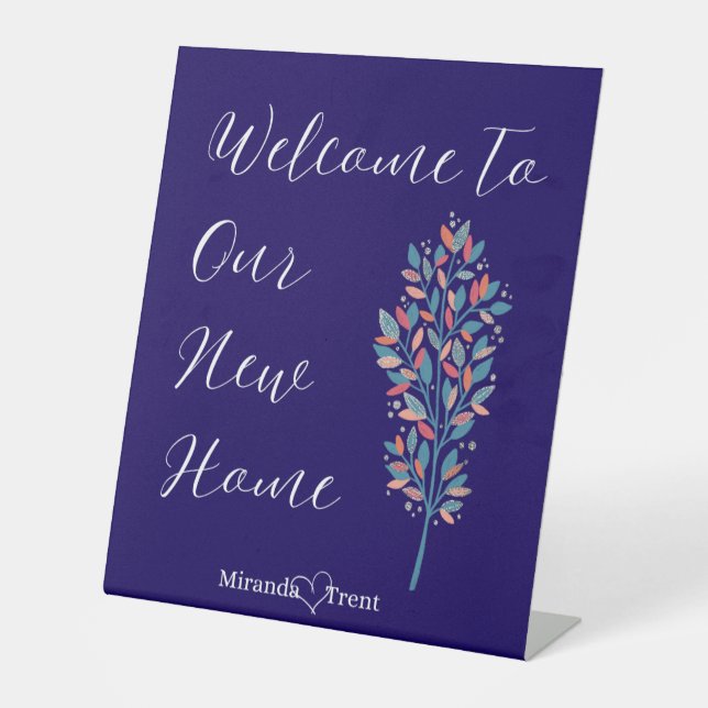 Modern Navy Blue Housewarming Party Sign (Front)