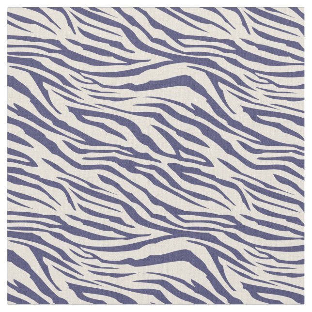 Modern Navy Blue Ivory Zebra Pattern Fabric (Close Up)