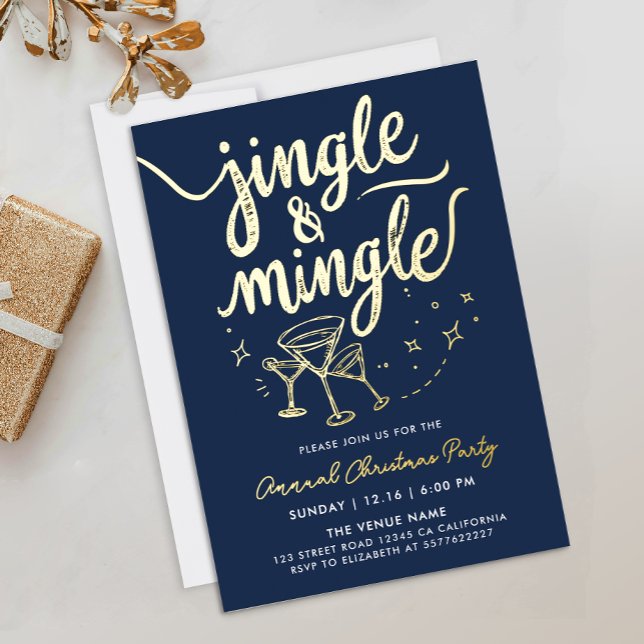 Modern Navy Blue Jingle And Mingle Cocktail Script (Creator Uploaded)