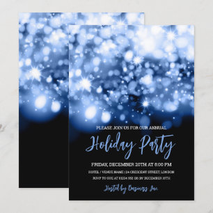 Modern Navy Blue Lights Corporate Holiday Party Invitation
