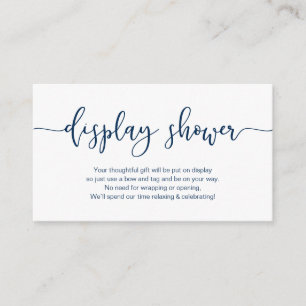 Modern Navy Blue minimalism font, Display Shower Enclosure Card