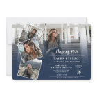 Modern navy blue minimalist photo graduation