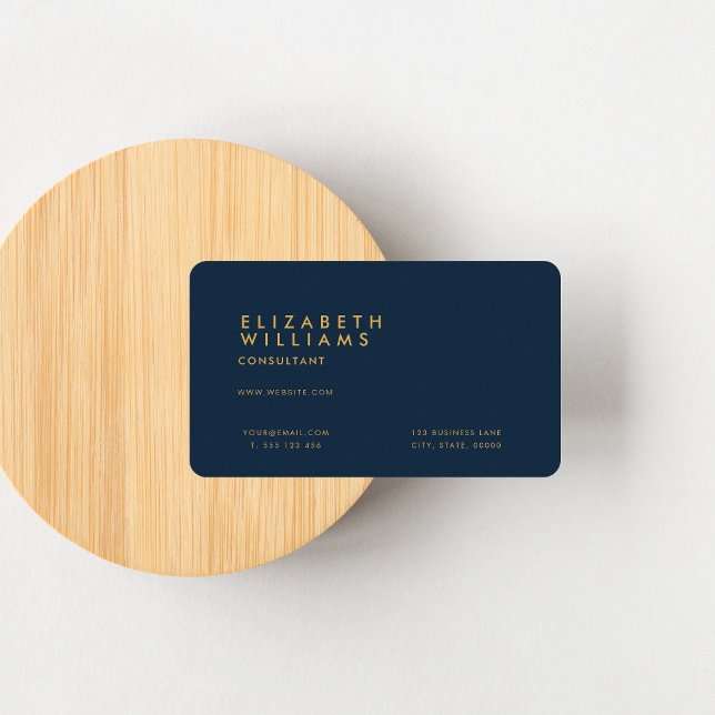 Modern Navy Blue Minimalist Professional Business Card (Creator Uploaded)