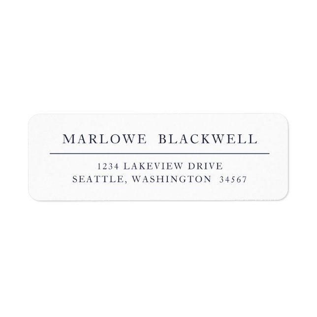 Modern Navy Blue Minimalist Return Address Label (Front)
