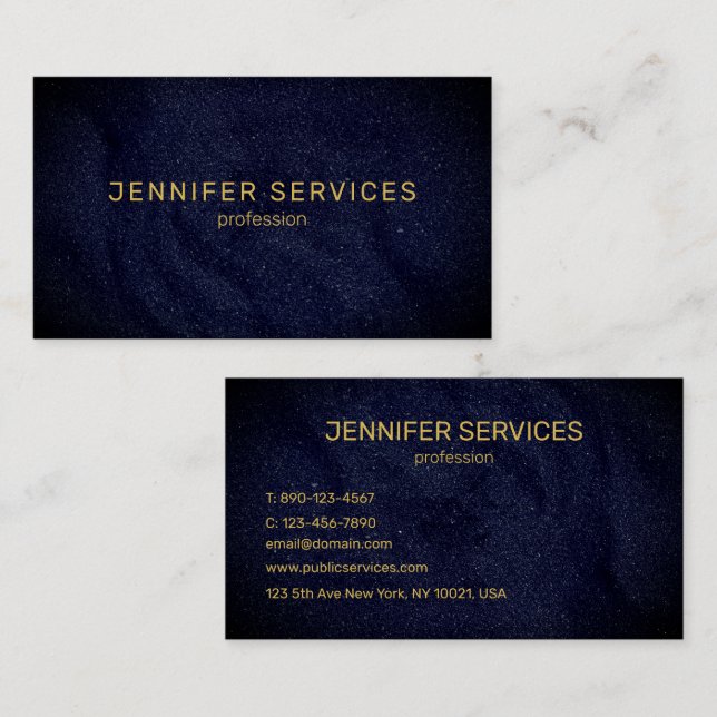 modern navy blue minimalist sand texture business card (Front/Back)