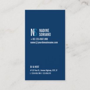 Modern Navy Blue Monogram Business Card