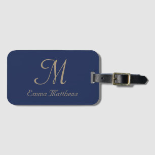 Modern Navy Blue Monogram Name Travel Holiday  Luggage Tag