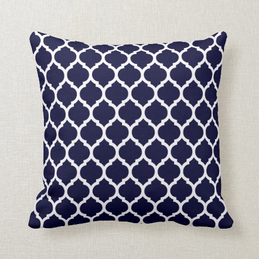 Image of Modern Navy Blue Moroccan Geometric Cushion