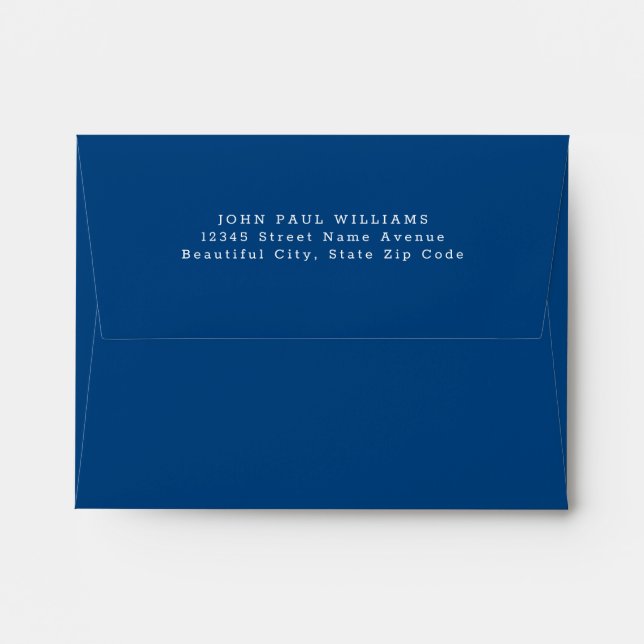 Modern Navy Blue Name Classic Typography Address Envelope (Back (Top Flap))
