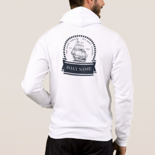 Modern Navy Blue Nautical Boat Name Hoodie