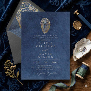 Modern Navy Blue Nautical Wedding Invitation