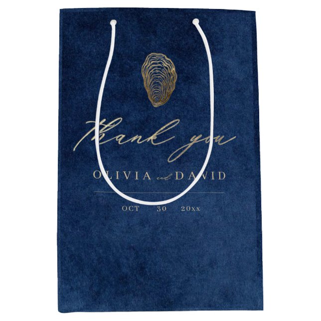 Modern Navy Blue Nautical Wedding  Medium Gift Bag (Front)