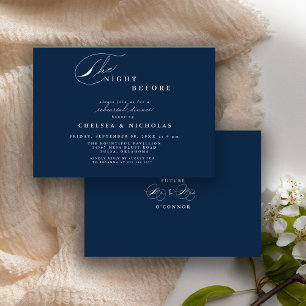 Modern Navy Blue Night Before Rehearsal Dinner Invitation