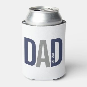 Modern Navy Blue Personalised Dad Established Can Cooler