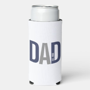 Modern Navy Blue Personalised Dad Established Can  Seltzer Can Cooler