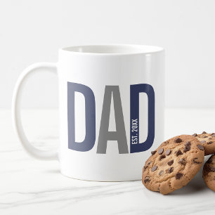 Modern Navy Blue Personalised Dad Established Coffee Mug