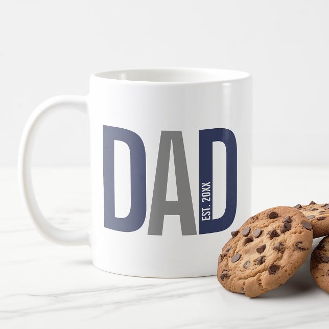 Modern Navy Blue Personalised Dad Established Coffee Mug (Creator Uploaded)