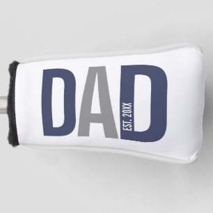 Modern Navy Blue Personalised Dad Established Golf Head Cover