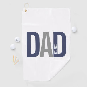 Modern Navy Blue Personalised Dad Established Golf Towel