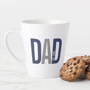 Modern Navy Blue Personalised Dad Established Latte Mug