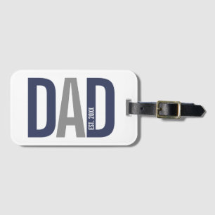 Modern Navy Blue Personalised Dad Established Luggage Tag