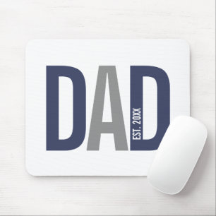 Modern Navy Blue Personalised Dad Established Mouse Mat