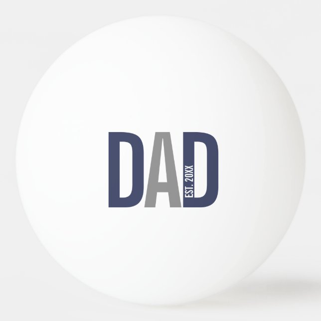 Modern Navy Blue Personalised Dad Established Ping Pong Ball (Front)