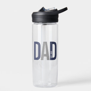 Modern Navy Blue Personalised Dad Established Water Bottle