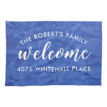 Modern Navy Blue Personalised Kitchen Towel