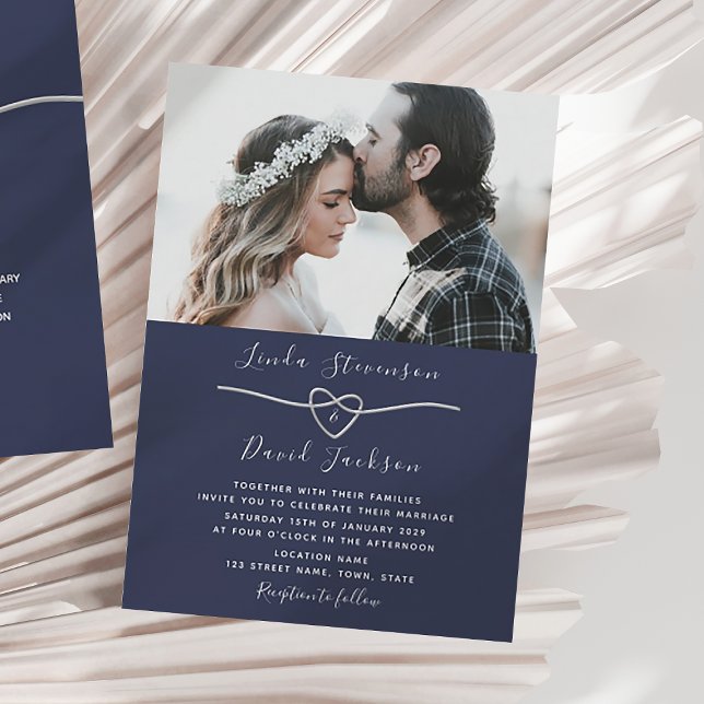 Modern Navy Blue Photo Wedding Invitation (Creator Uploaded)