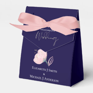 Modern Navy Blue Pink Rose Gold Wedding Budget Favour Box