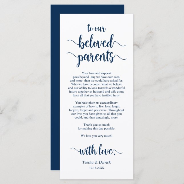 Modern Navy Blue, Place Setting Thank You Card (Front/Back)