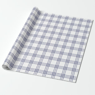 Modern Navy Blue Plaid  Large Pattern  Wrapping Paper