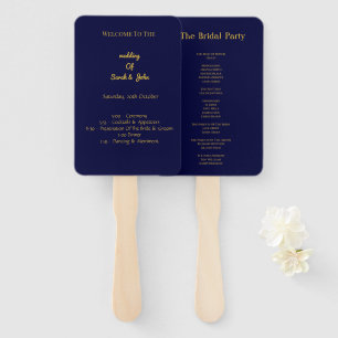 Modern Navy Blue Program Hand Fans