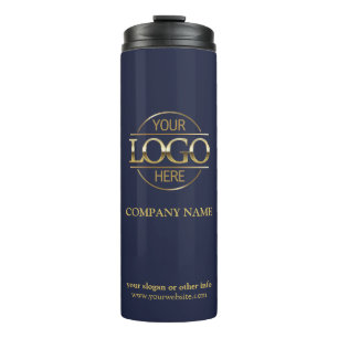 Modern Navy Blue Promotional Company Business Logo Thermal Tumbler