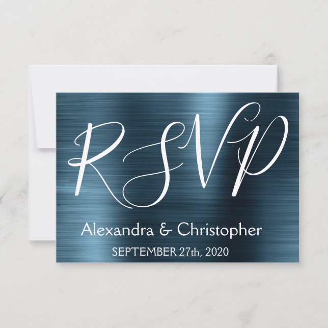 Modern Navy Blue RSVP Response (Front)