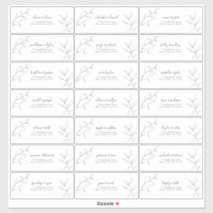 Modern Navy Blue Script Botanical Guest Address