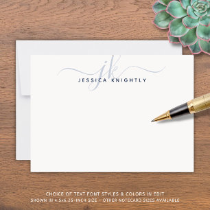 Modern Navy Blue Script Monogram Initials Card